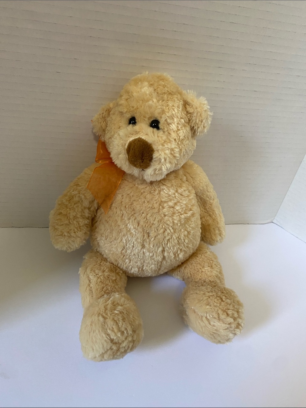 HTF Back to Basics Teddy Bear Plush Orange Ribbon